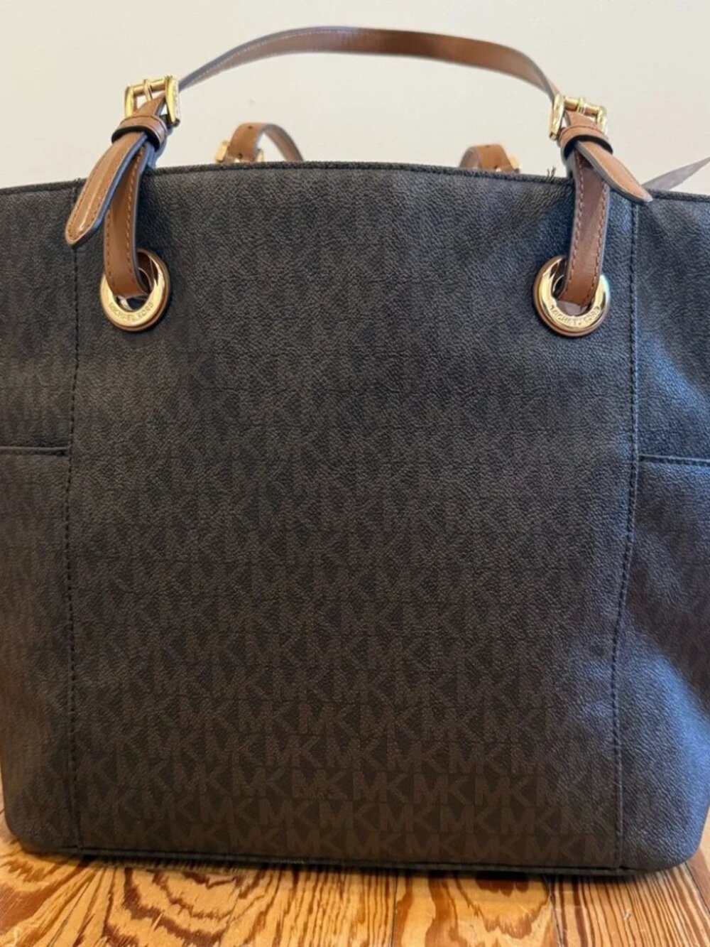 Michael Kors Jet Set Large Travel Shoulder Signature Tote Brown/Tan EUC - Picture 3 of 15